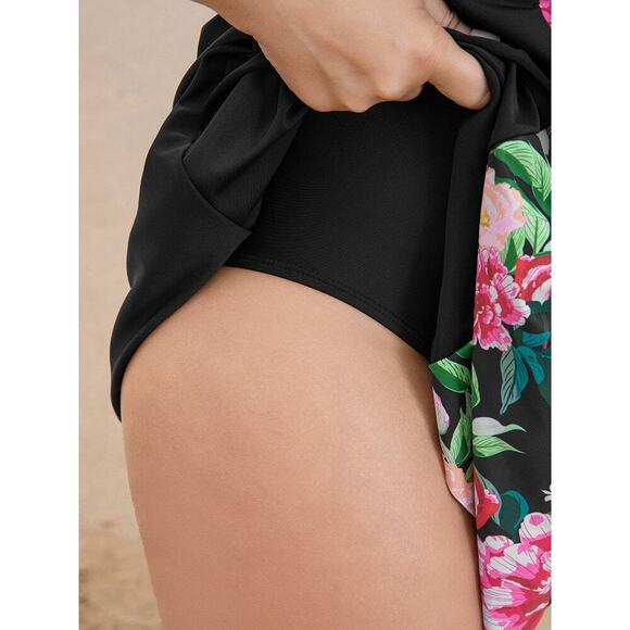 Plus Size 28 5x BloomChic Floral Patchwork Ruffle CUTE Swim Dress Swimsuit - Picture 8 of 10